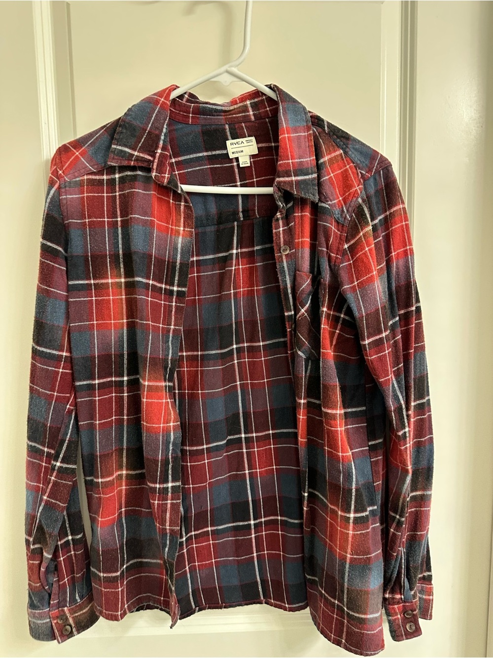RVCA Red and Blue Plaid Button-Up Shirt